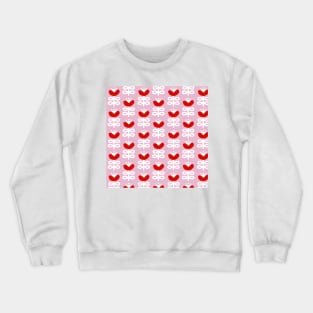 Pink and Red Scandi Folk Floral Pattern Crewneck Sweatshirt